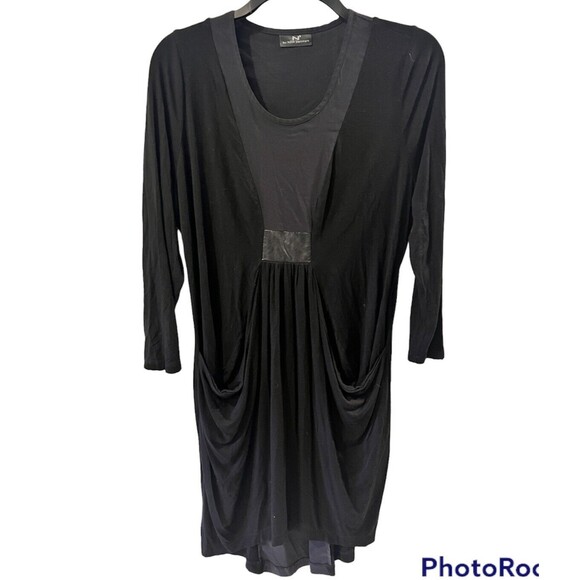 Denmark NÖR Dress Womens S midi modest jersey Knit ruched minimalist whimsigoth - Picture 1 of 6